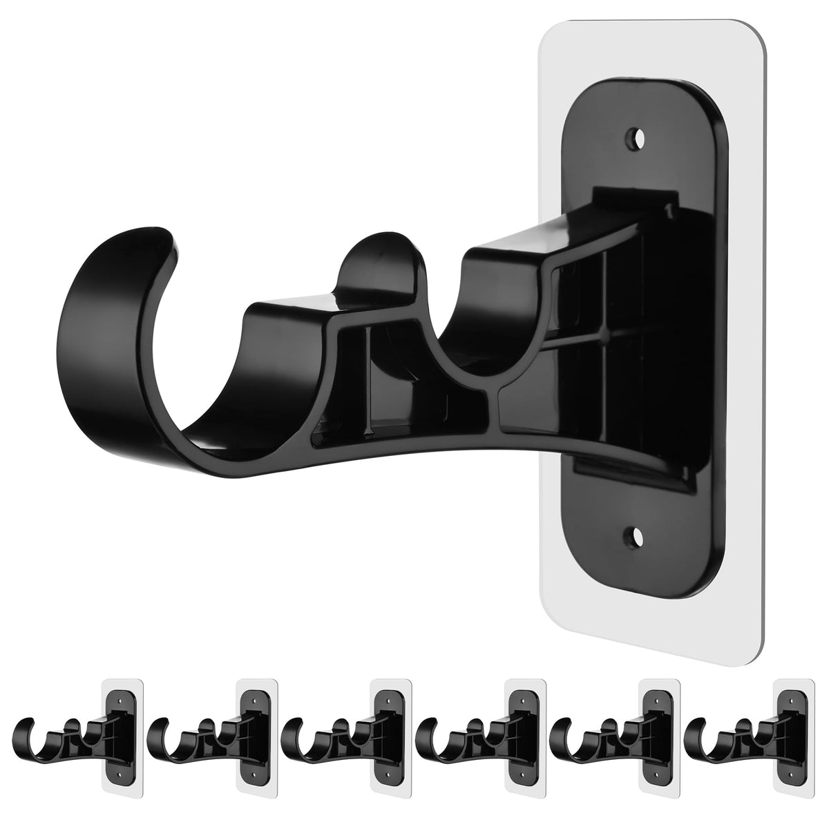 Antimbee no drill double curtain rod bracket on glass surface for damage-free hanging