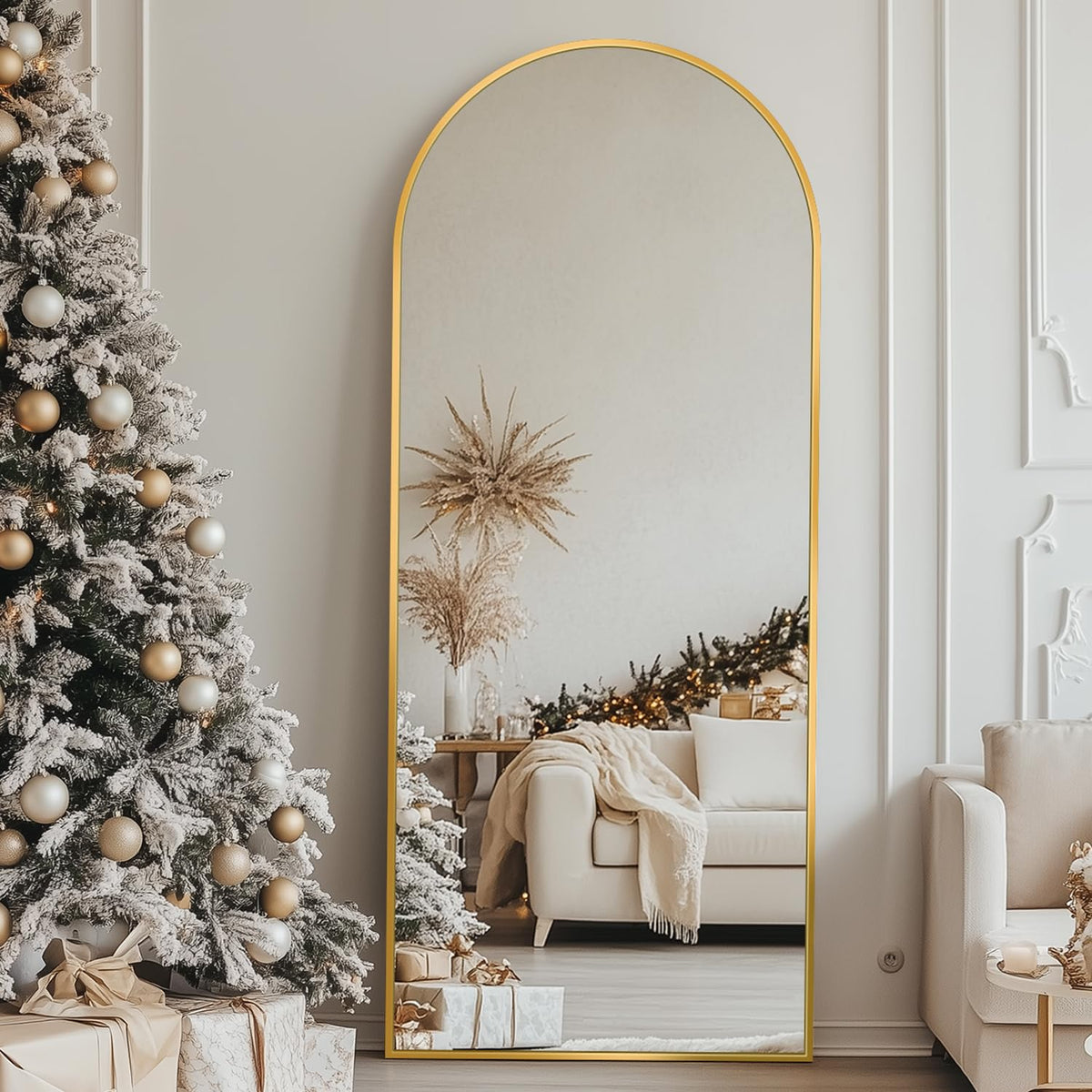 Antok arched mirror in wall-mount setup saves space and enhances room style