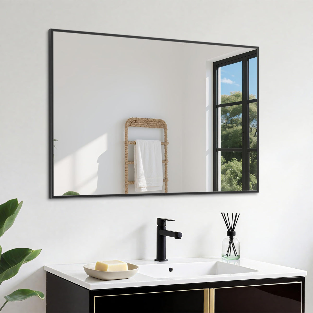 Antok mirror edge detail highlights straight, sharp corners for contemporary styling.