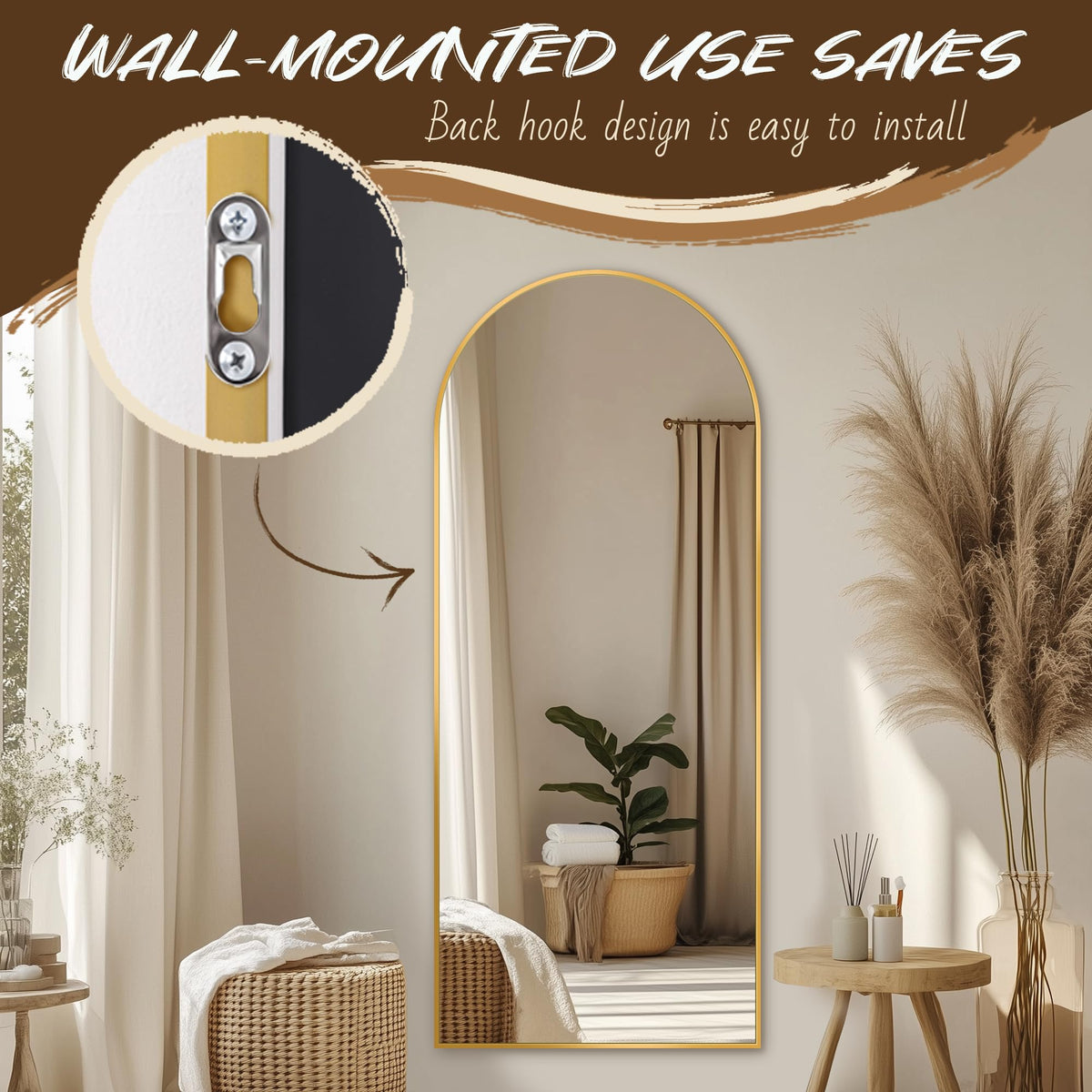 Antok entryway arch mirror provides quick last-minute checks before leaving