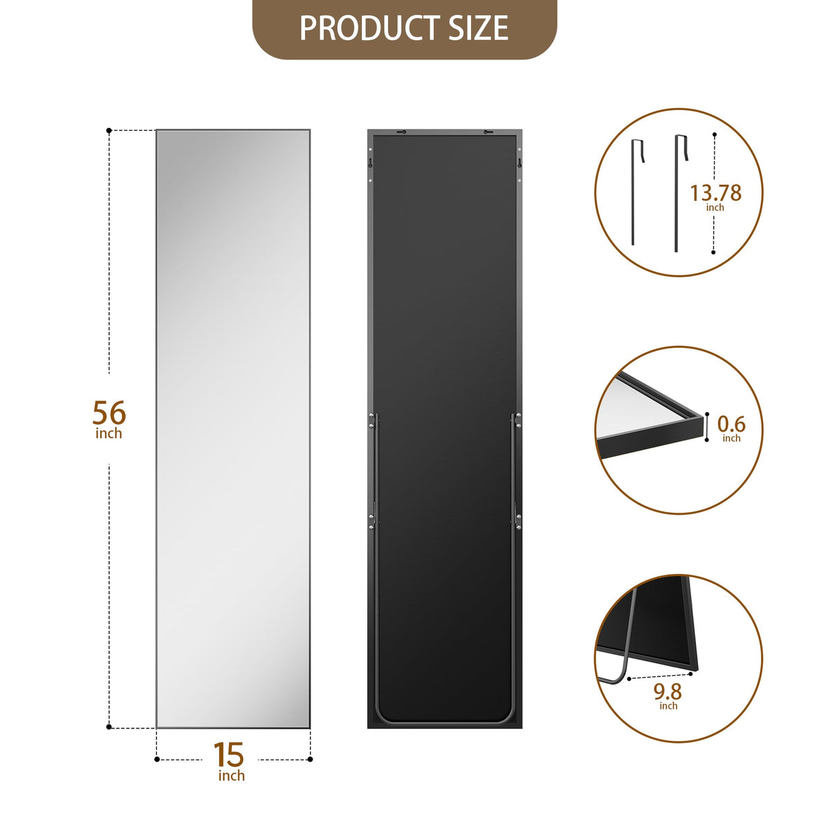Antok full-length mirror wall-mount option demonstrated for space-saving placement
