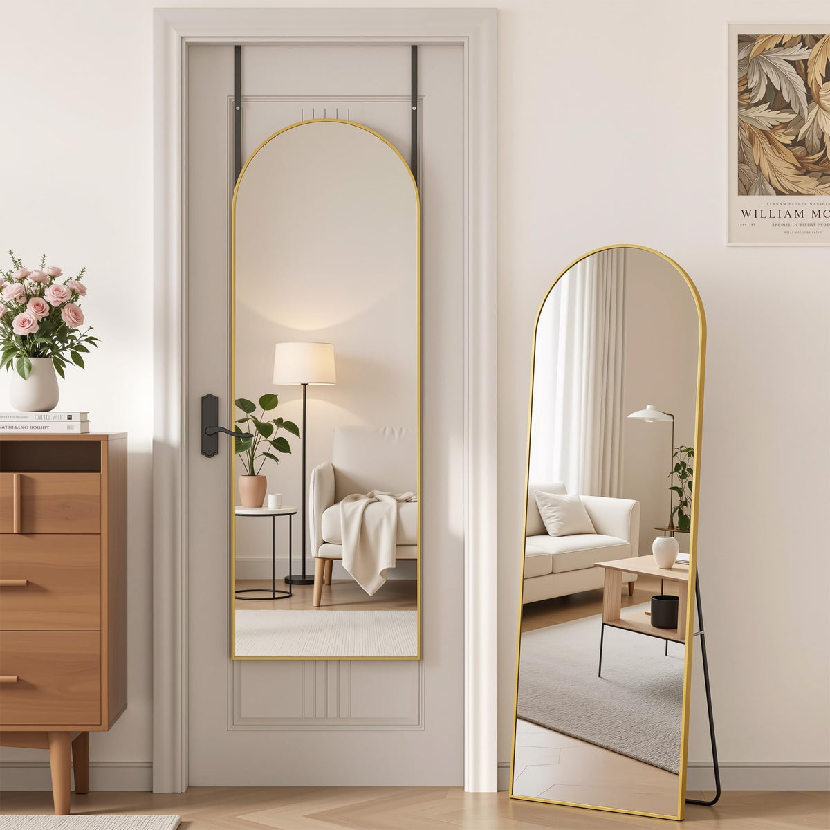 Antok full-length mirror with arch top for full-body checks in modern interiors.