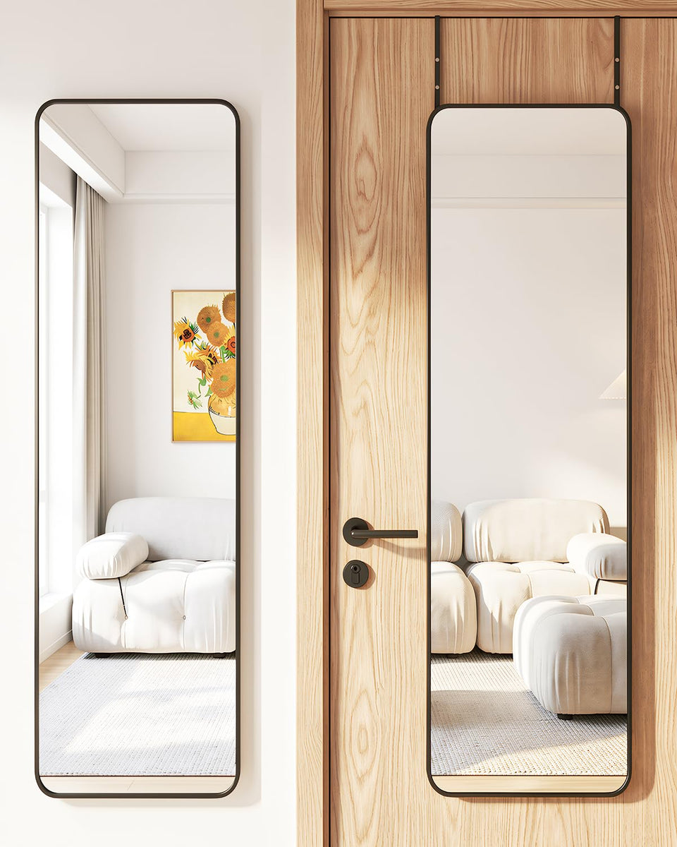 Antok full-length over-door mirror provides a head-to-toe view for outfits.