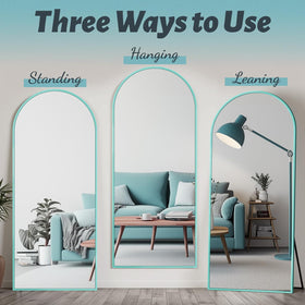 Antok leaning mirror placed against a wall for versatile styling and quick checks.