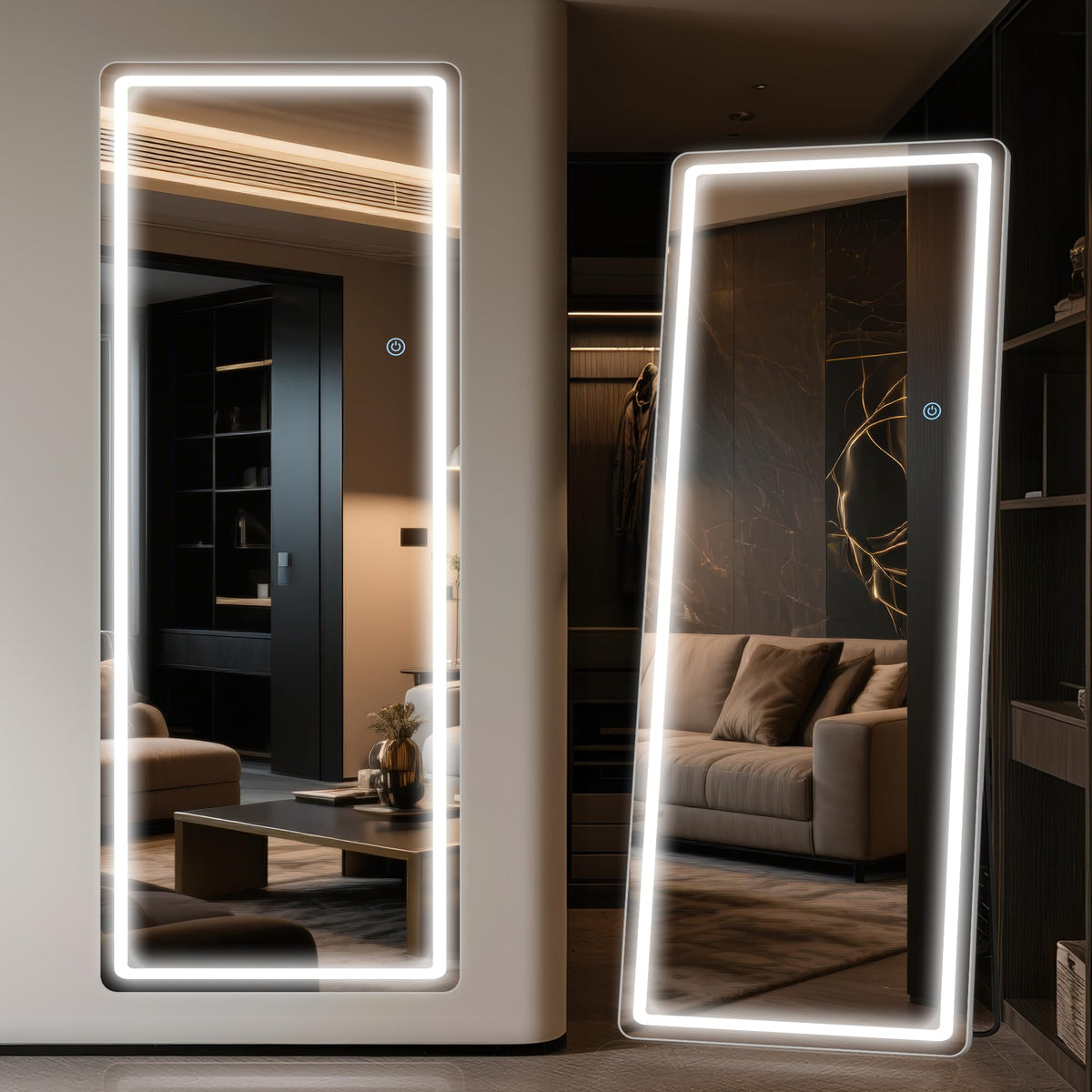 Antok mirror with 3-color lighting helps simulate different makeup environments.