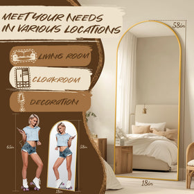 Antok living room arch mirror with gold frame adds elegance and light reflection