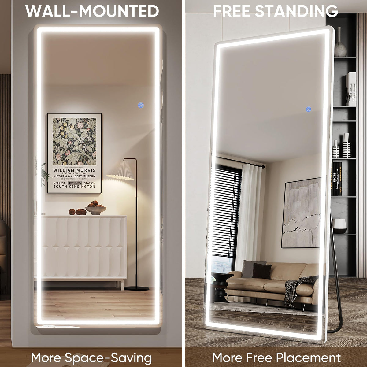 Antok mirror can stand, lean, or mount to save space.