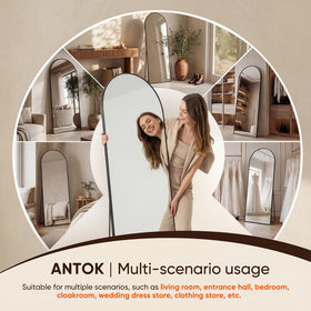 Antok mirror shown with included stand for easy freestanding use.
