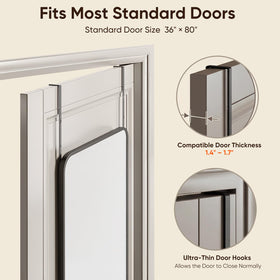 Antok no-drill door mirror fits renters, avoiding wall damage.