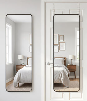 Antok over-the-door mirror offers a full-length view for outfit checks.