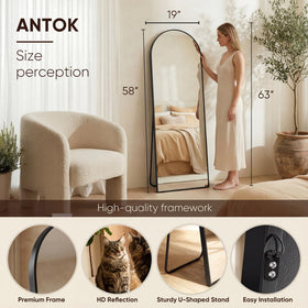 Antok wall-mounted arched mirror for space-saving installation.
