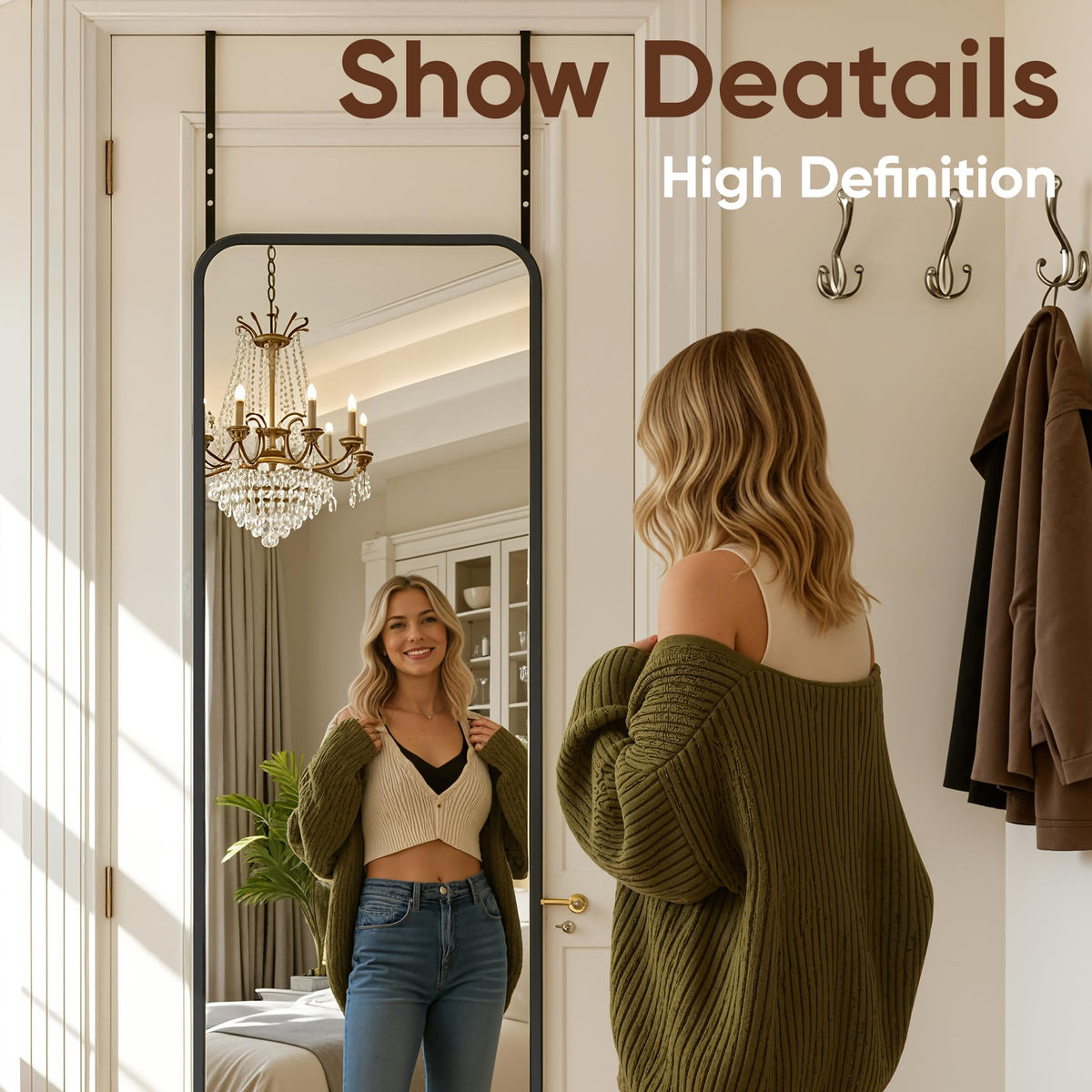Antok wall-mounted dressing mirror saves space with distortion-free reflections.