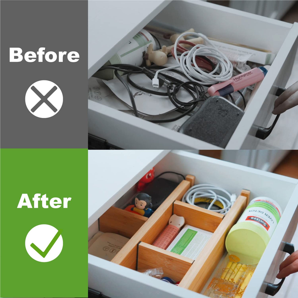 ANTOWIN foam end pads protect drawers while keeping dividers steady.