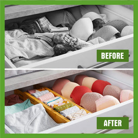 ANTOWIN bamboo dividers for kitchen drawer organization.