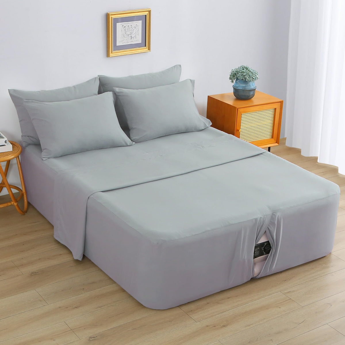Antranfour air mattress sheet with inflation opening for easy setup