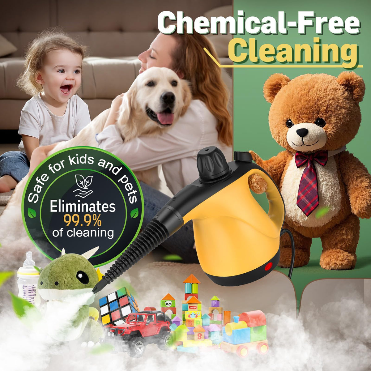 Antrango steam cleaner attachments laid out for versatile tasks