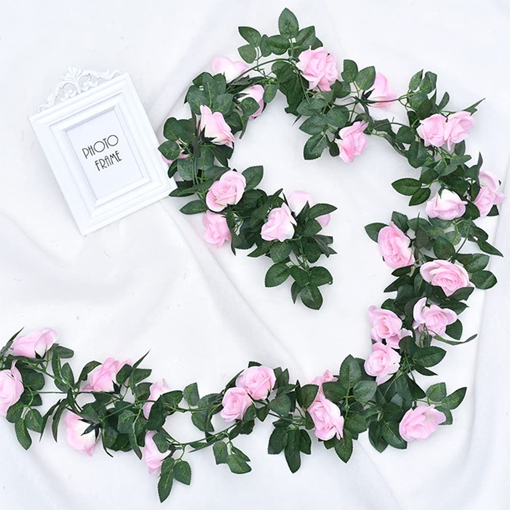 Antspirit rose garland vine hanging display highlighting soft pink tones