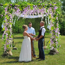 Antspirit wisteria garland enhances pink room decor and parties.