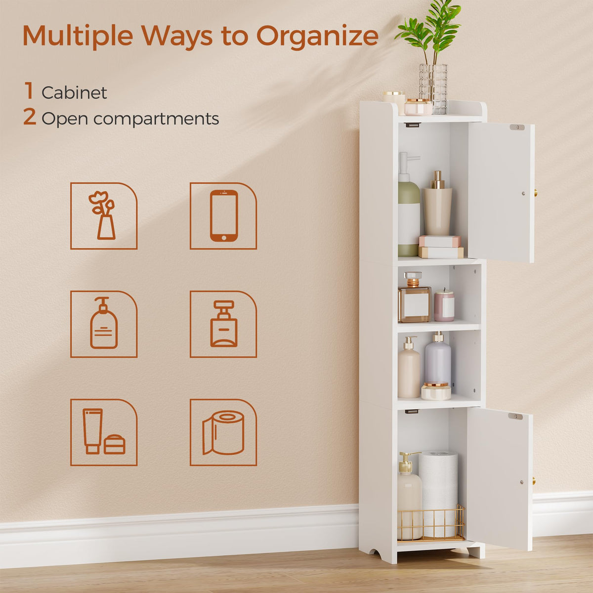 ANWBROAD anti-tip kit anchors unit for stable bathroom storage.