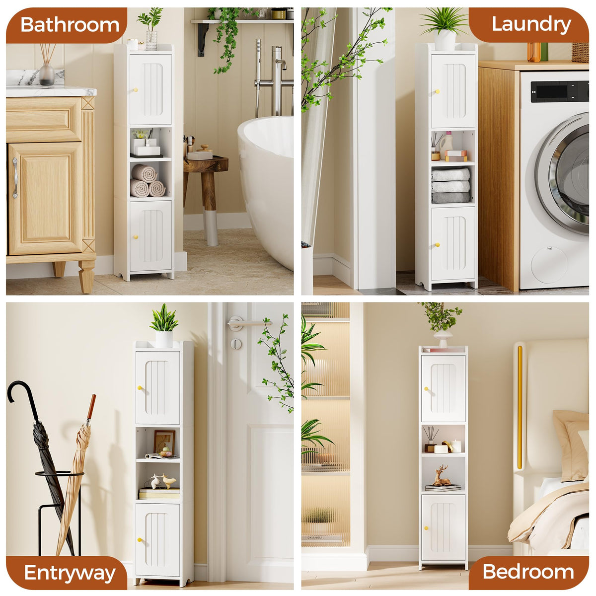 ANWBROAD compact bathroom storage fits narrow spaces and apartments.
