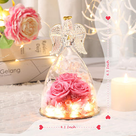 ANWEAO LED rose inside angel statue lighting romantic ambiance.