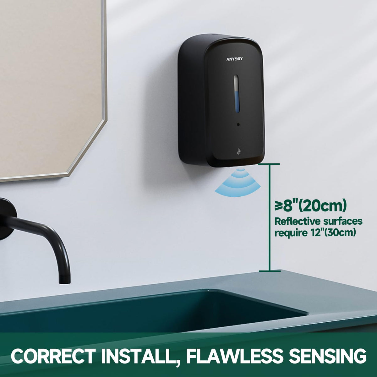 anydry AD1220S sensor activation demonstrates touchless dispensing with precise sensor response
