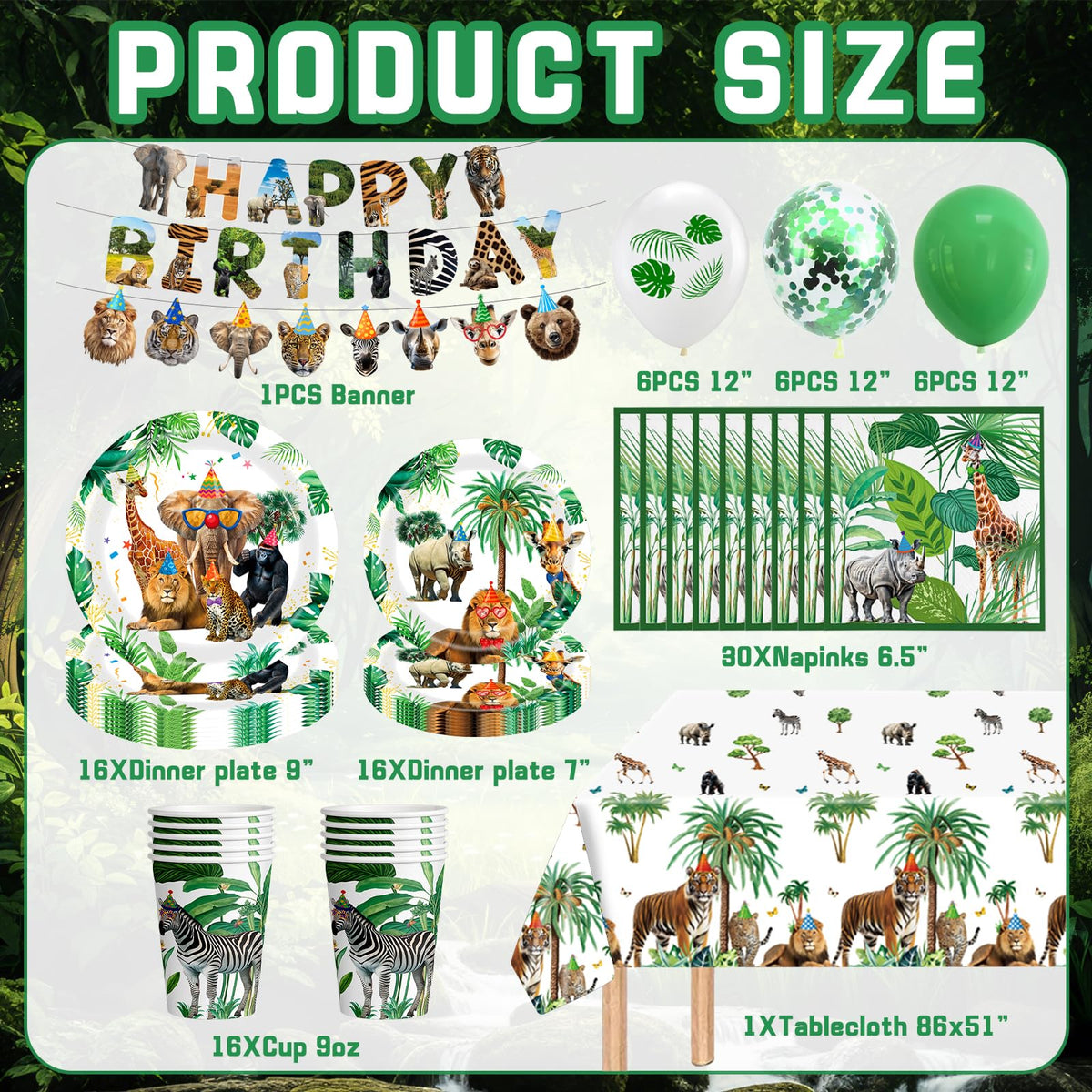 ANYMONYPF safari dessert plates 7in for quick servings at jungle themed celebrations