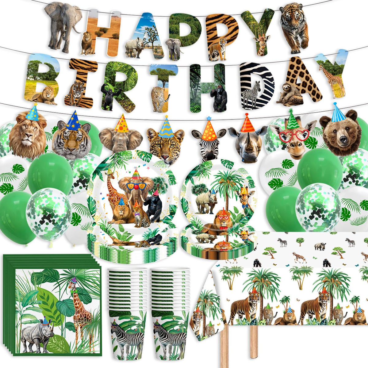 ANYMONYPF safari dinner plates 9in with jungle motifs for vibrant party tables