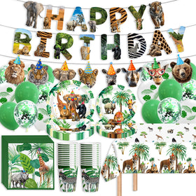 ANYMONYPF safari dinner plates 9in with jungle motifs for vibrant party tables