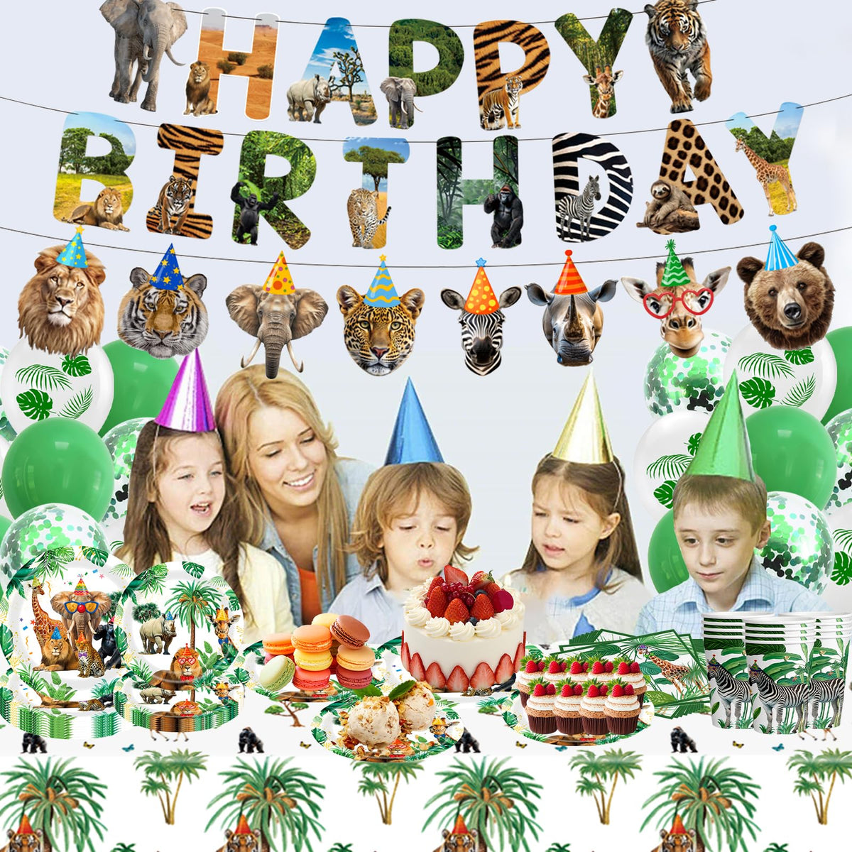 ANYMONYPF safari tablecloth 51x86in protects surfaces during adventurous parties