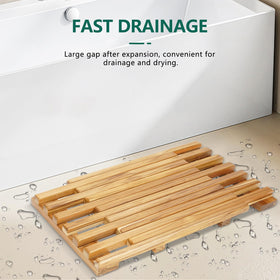 Anyprime Teak Shower Mat highlights a slatted drainage design for fast drying.
