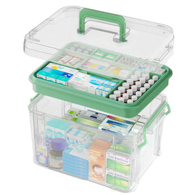 ANYPROLUS 15QT clear medicine organizer box with handle for quick access