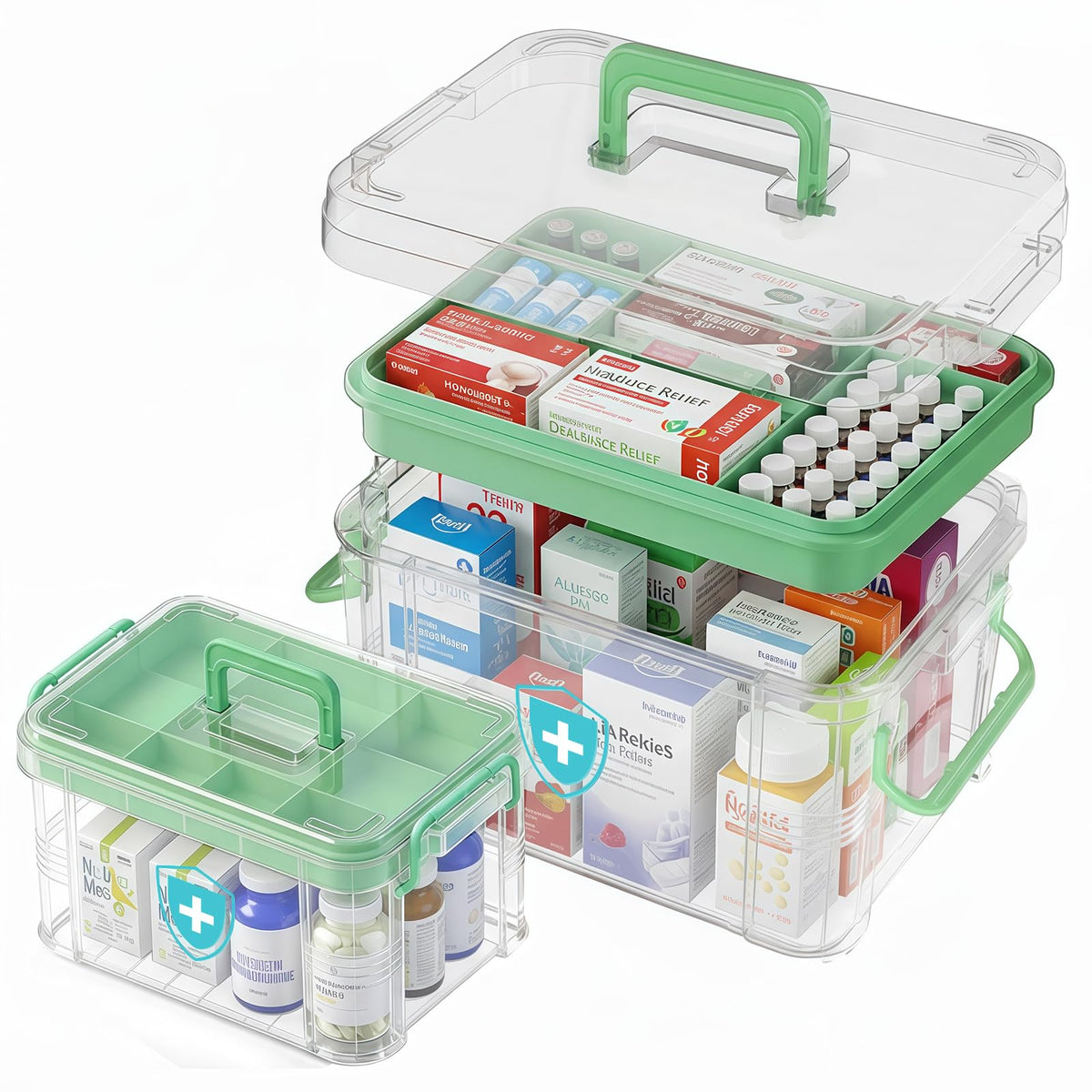 ANYPROLUS 2-pack medicine organizer with handle for easy transport and quick access
