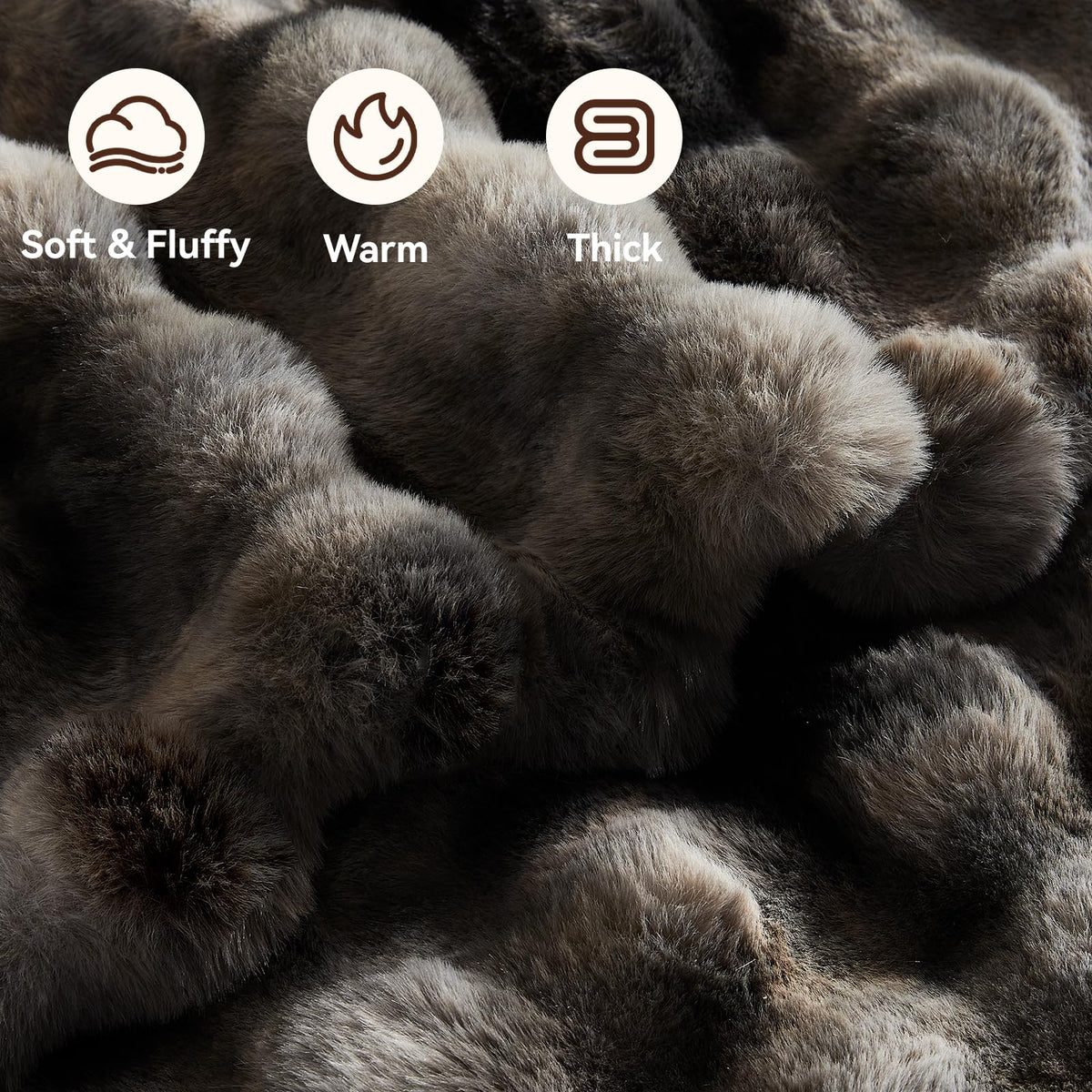Anysay faux rabbit fur close-up highlights ultra-soft surface for cozy evenings.