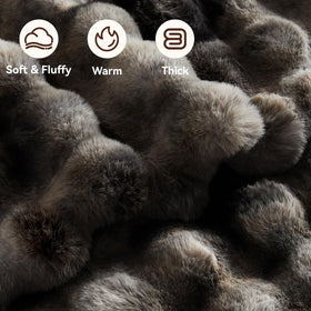 Anysay faux rabbit fur close-up highlights ultra-soft surface for cozy evenings.