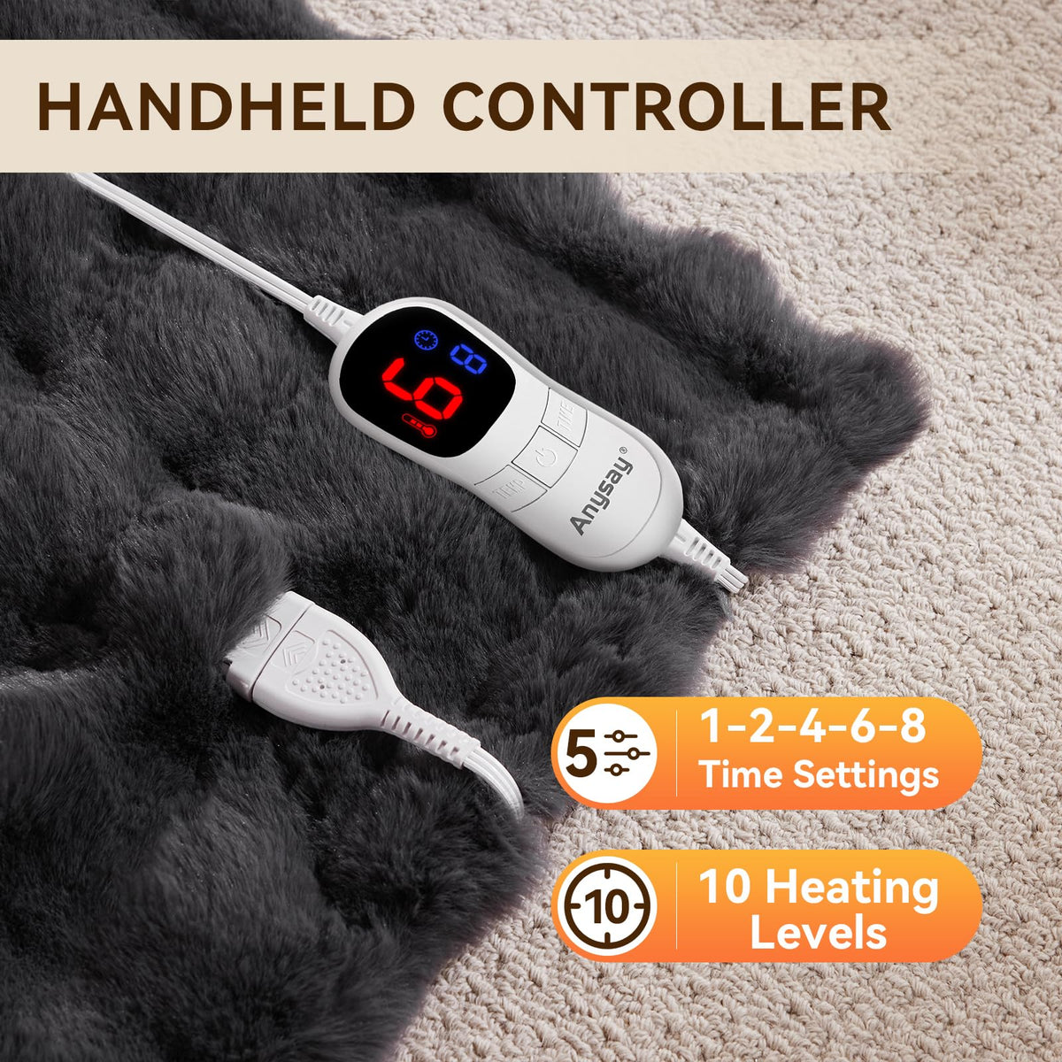 Anysay heated blanket includes overheat protection for safe use.