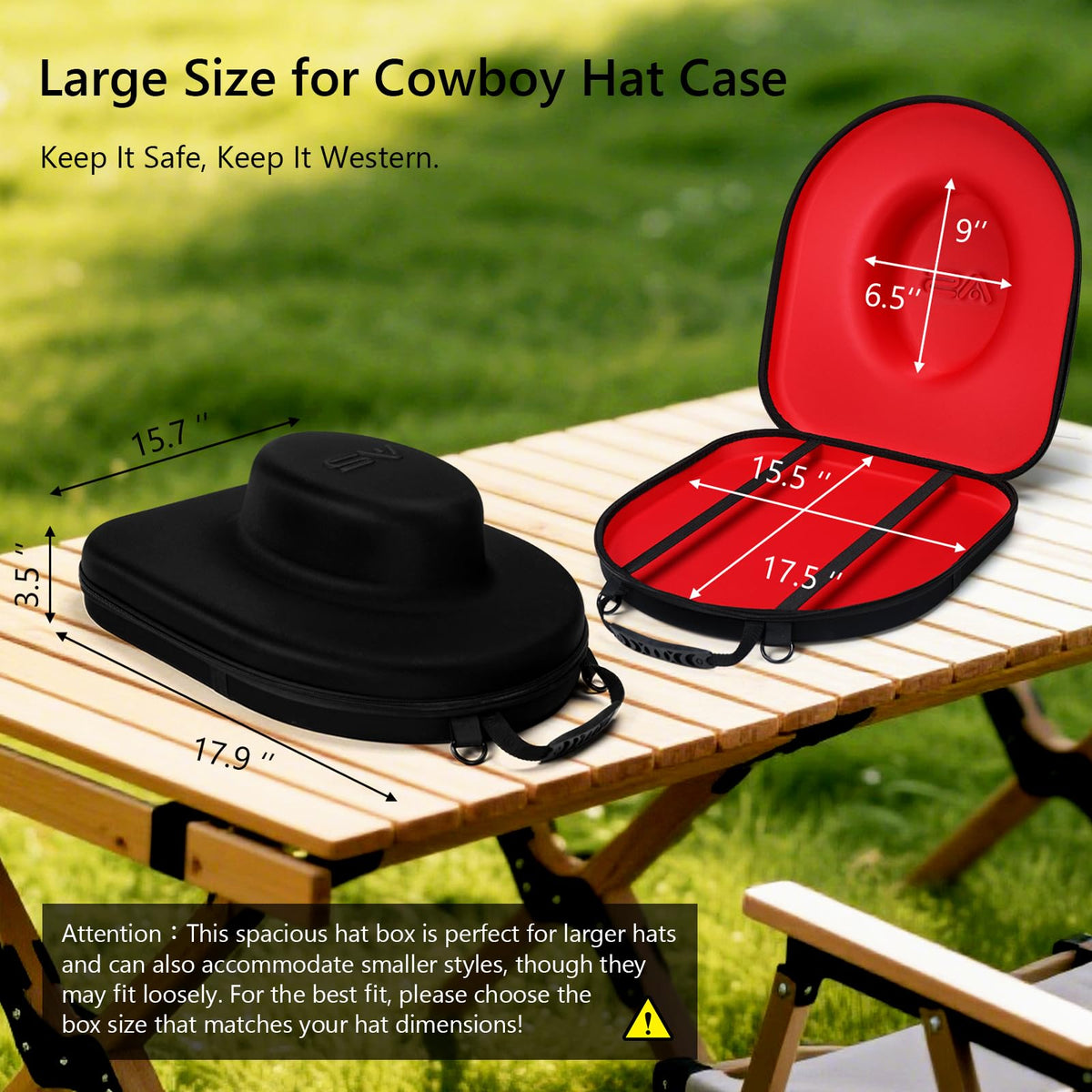 Anysiny Cowboy Hat Box features elastic straps to secure hats