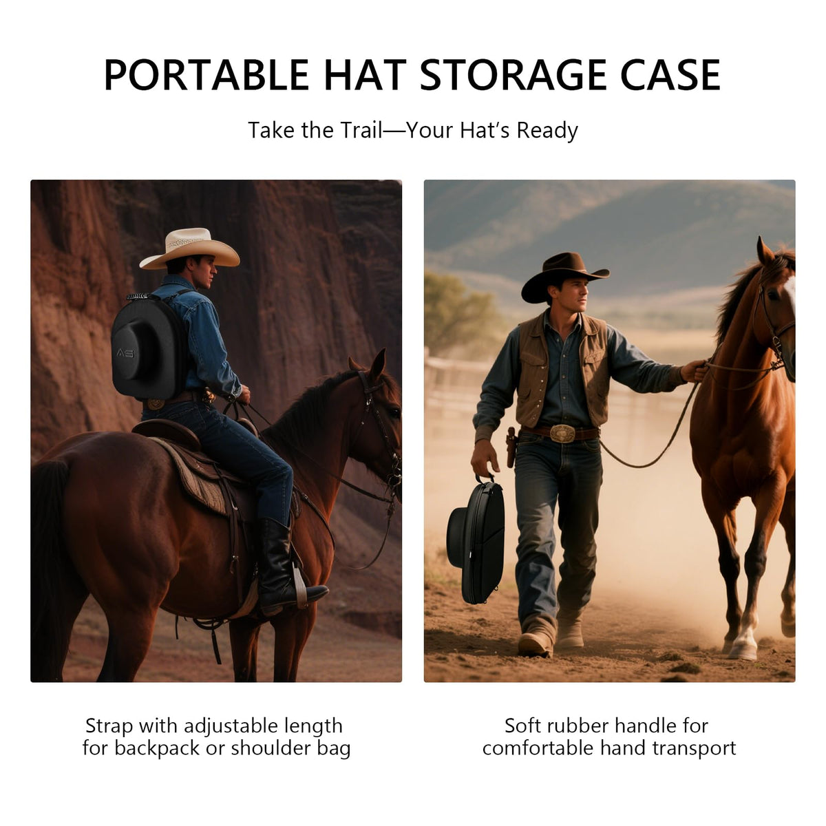 Anysiny Cowboy Hat Box holds two hats to save space