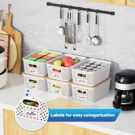 Anysig bins in office or classroom setting support tidy desk and shelf organization.