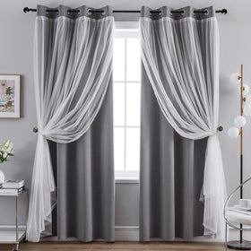 Anytime home curtains grey blackout and sheer front panel highlight two-layer privacy and light control