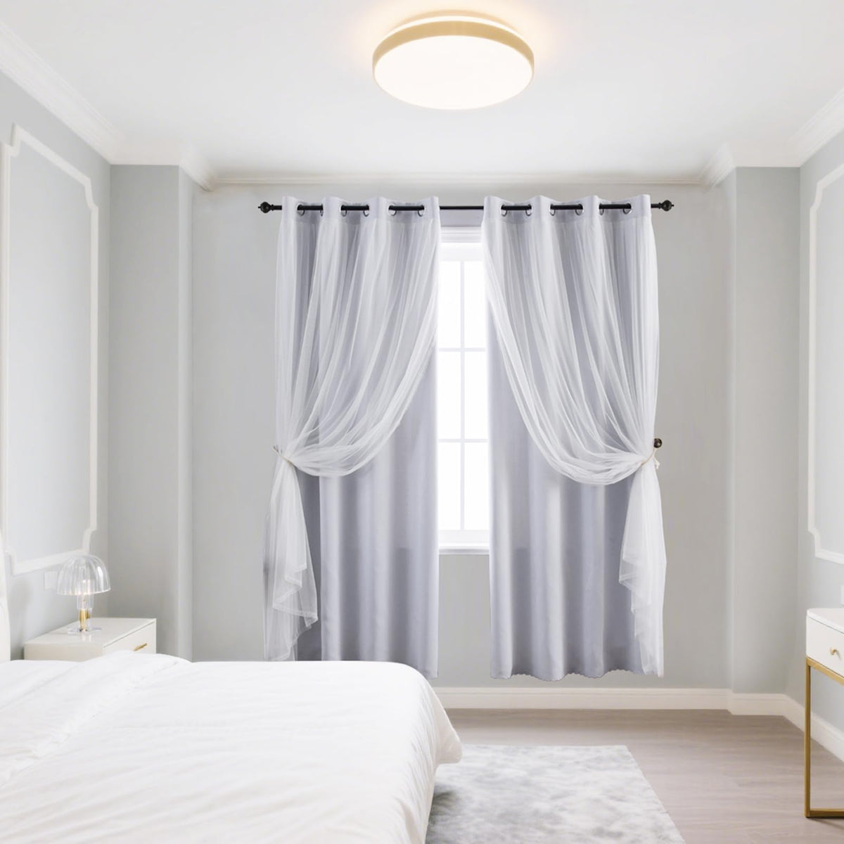 Anytime Home Curtains detachable tiebacks offer stylish light control.