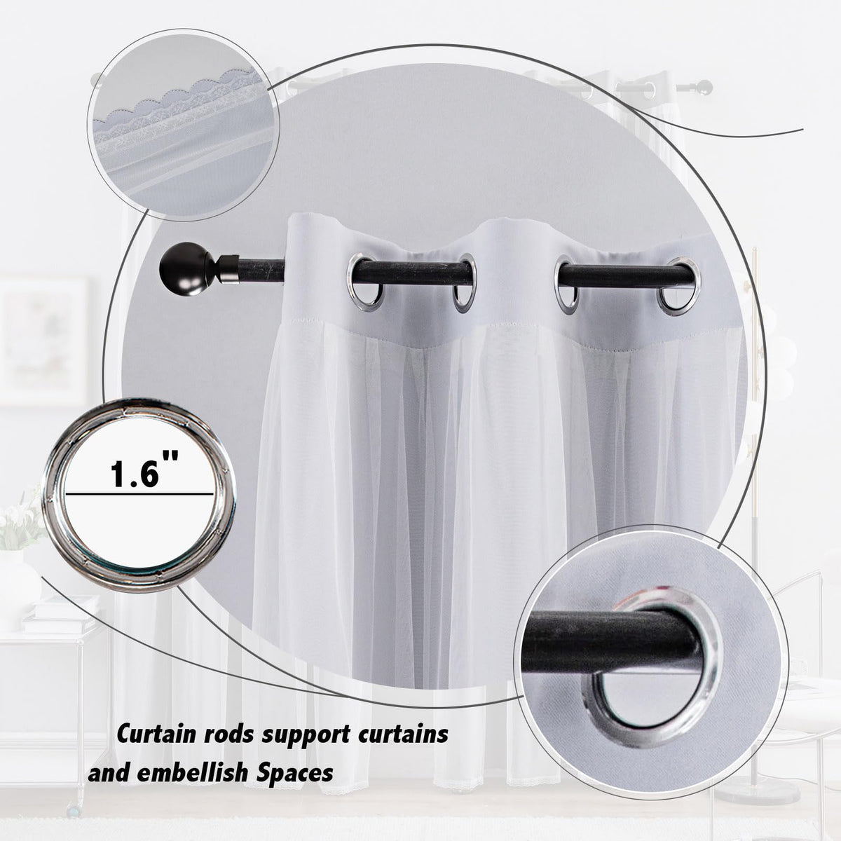 Anytime Home Curtains sheer front panel adds ambient light and airiness.