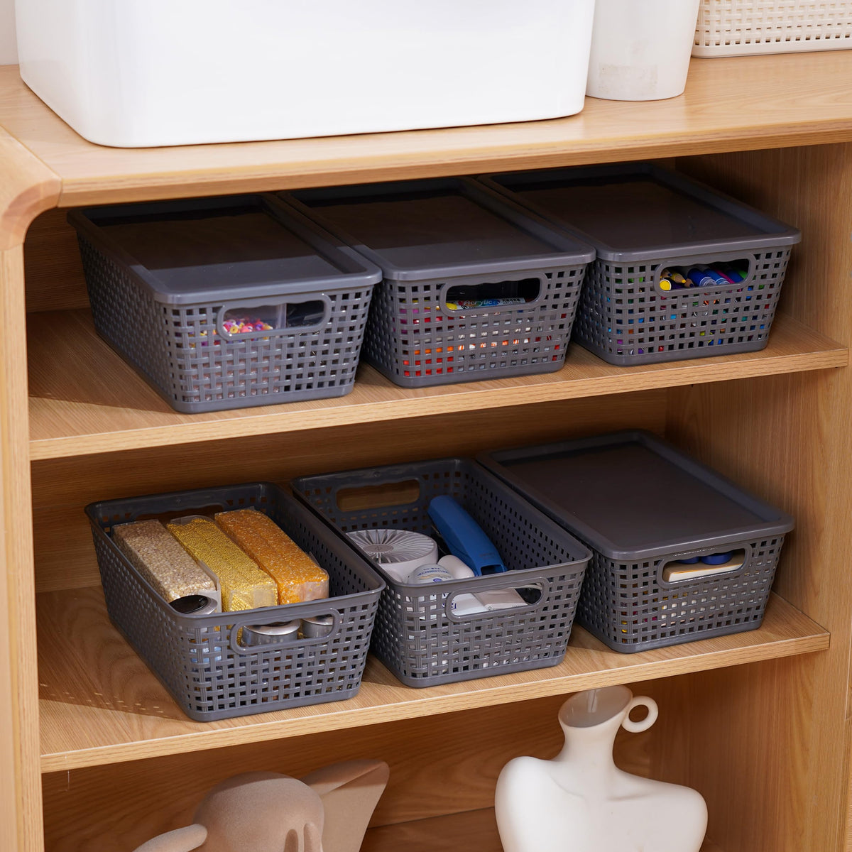 Anywish bathroom essentials stored neatly, lids protect from moisture and dust