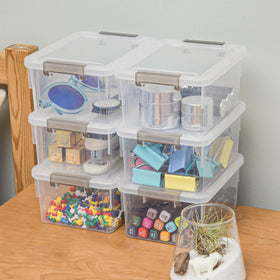 Anywish clear lid storage bin makes contents quick to identify.