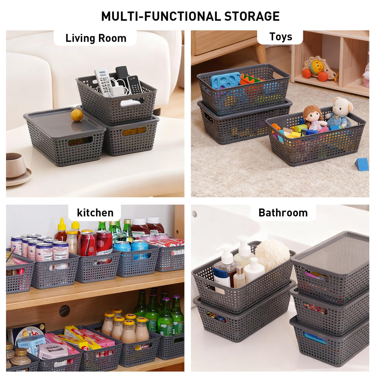 Anywish stackable storage bins conserve vertical space while keeping contents organized