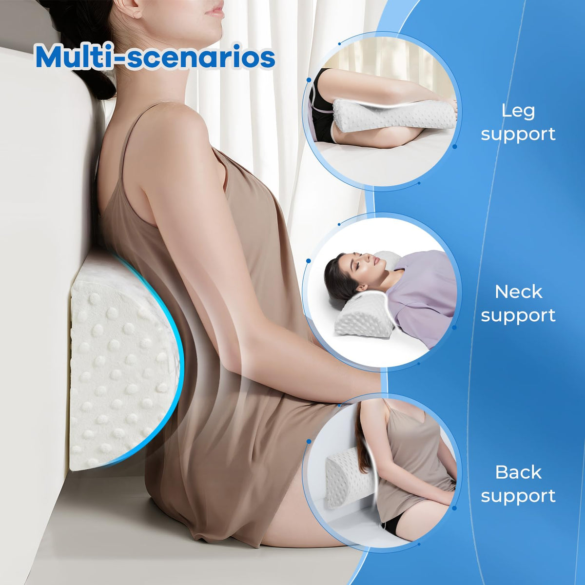 anzhixiu bubble half moon leg pillow offers versatile in-bed support