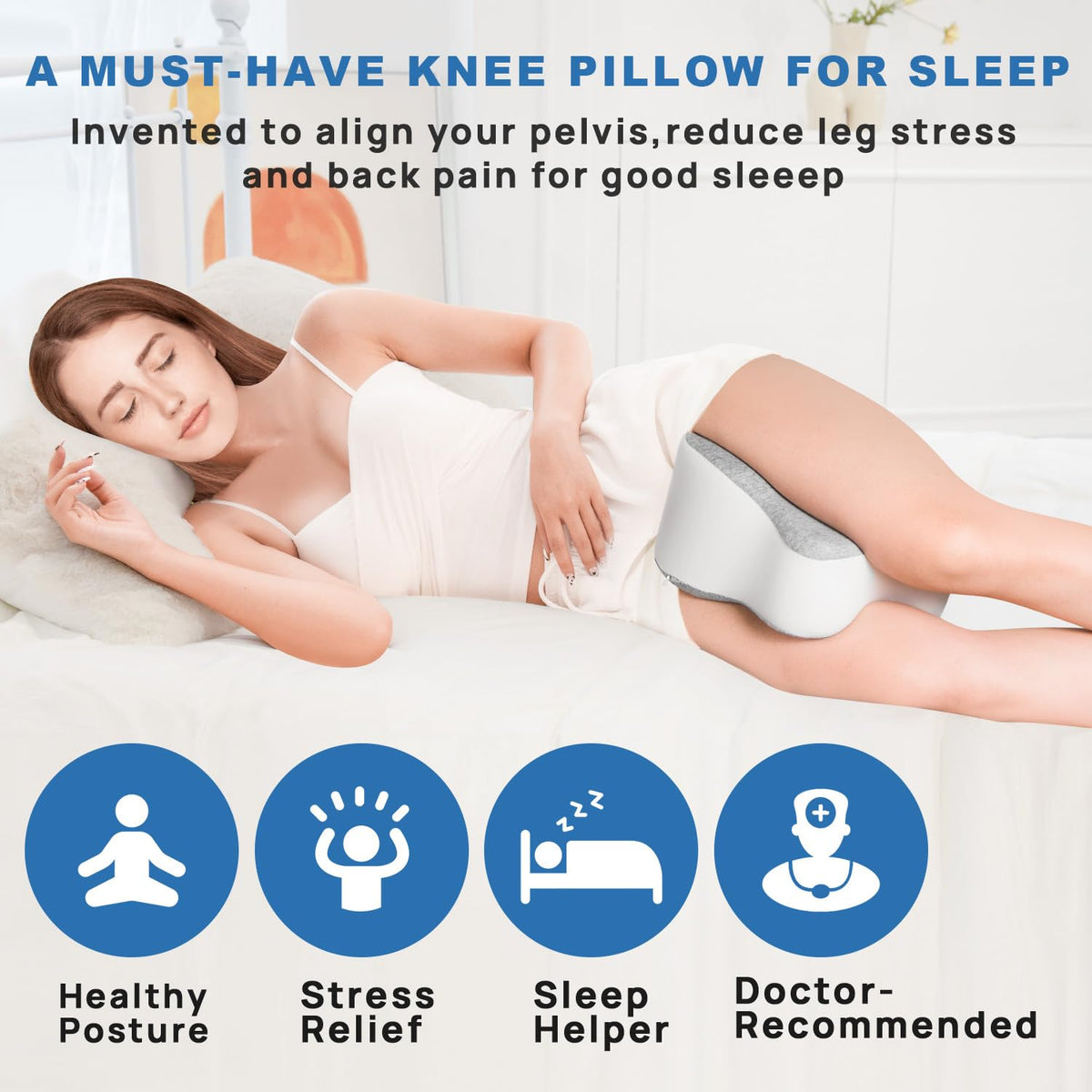 Anzhixiu knee pillow soft-cover detail emphasizes cozy, breathable feel.