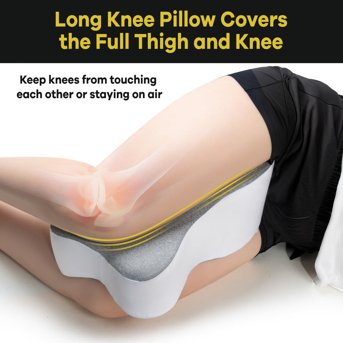 anzhixiu long knee pillow full coverage demonstrates thigh and knee support