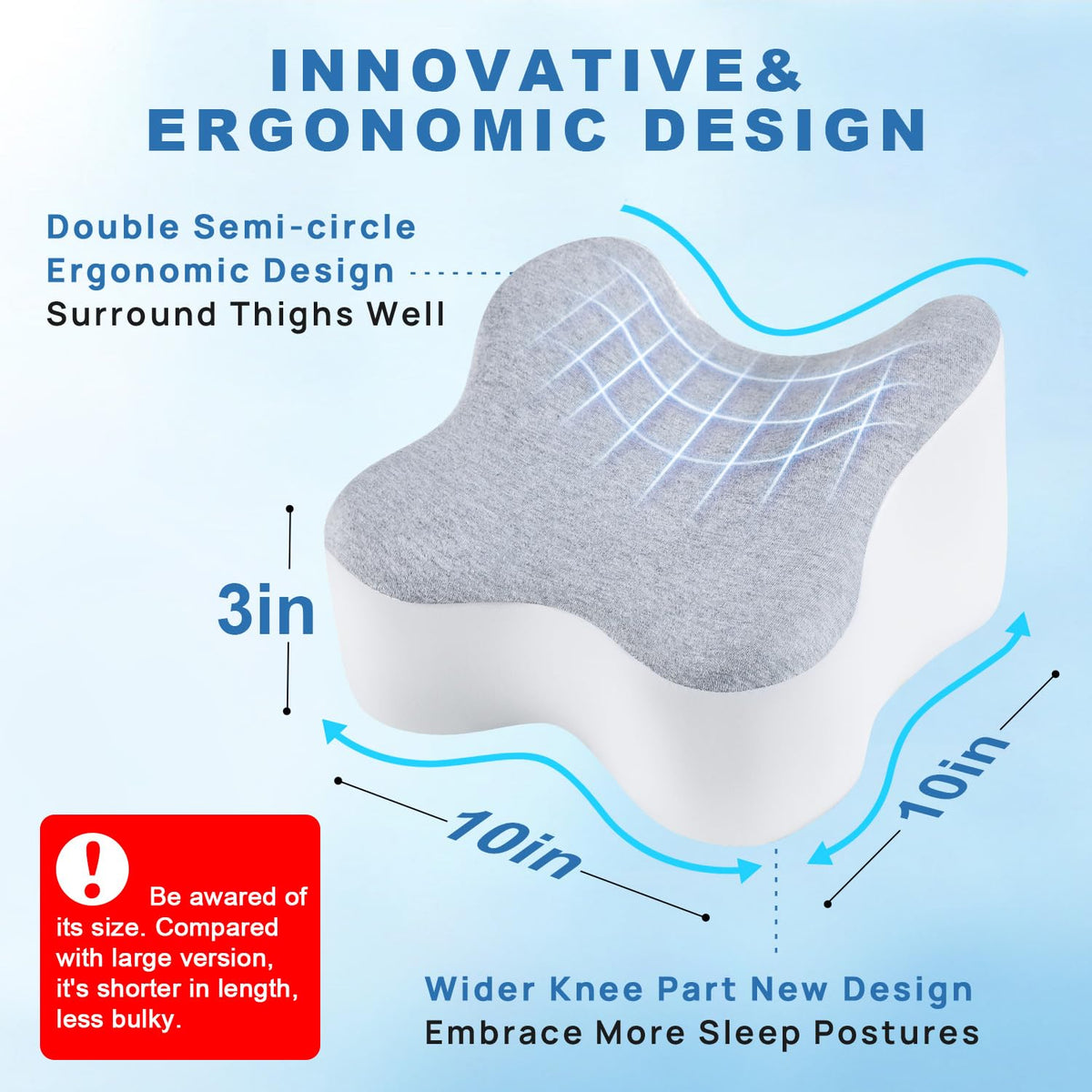 Anzhixiu memory foam knee pillow close-up highlights slow rebound support.