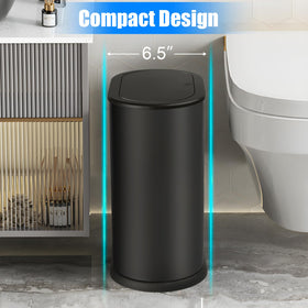 Anzoymx slim black trash bin fits tight bathroom spaces